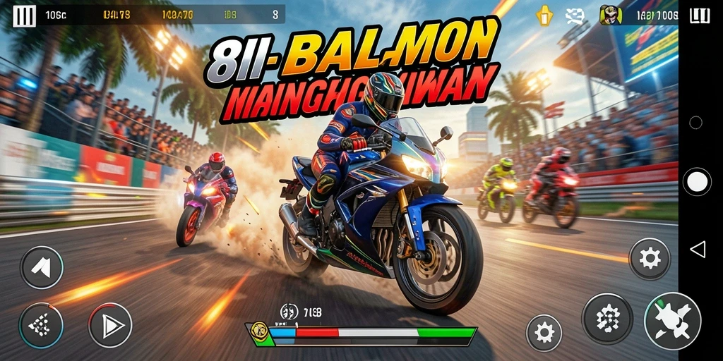 Gameplay balapan motor yang menegangkan dan mendebarkan.