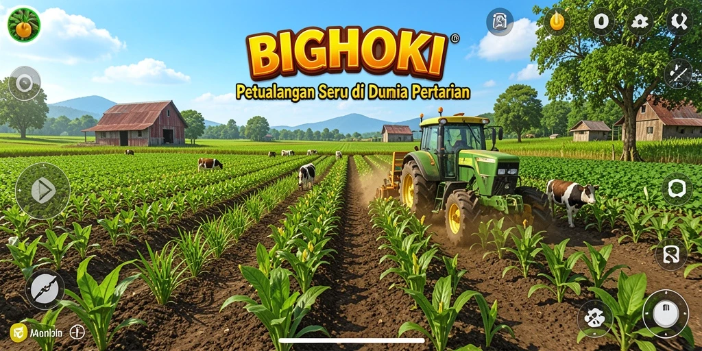 Tangkapan layar BIGHOKI dengan gameplay seru bertani.