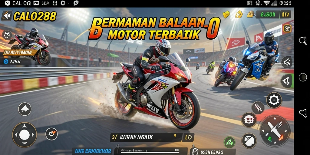 Tampilan gameplay seru dalam CALO288 yang menampilkan balapan motor mendebarkan.