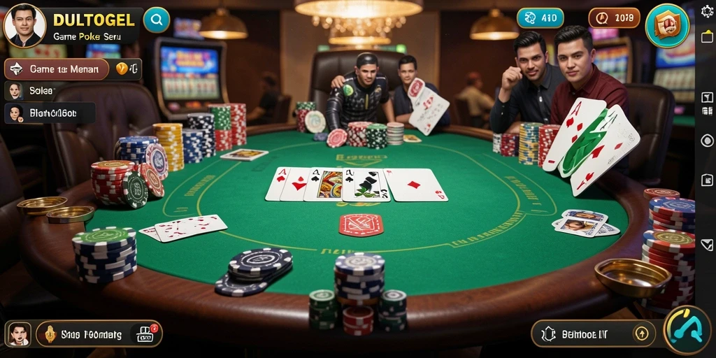 Tampilan menarik saat bermain poker di DULTOGEL.