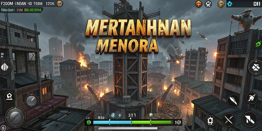 Tangkapan layar gameplay F200M menunjukkan menara yang strategis dan serangan musuh.