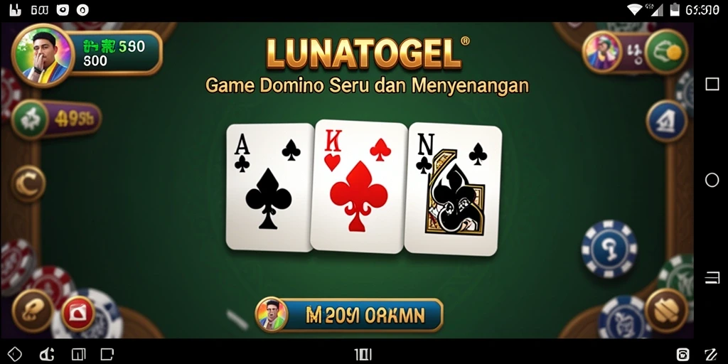 Tampilan gameplay seru dalam LUNATOGEL saat bermain Domino.