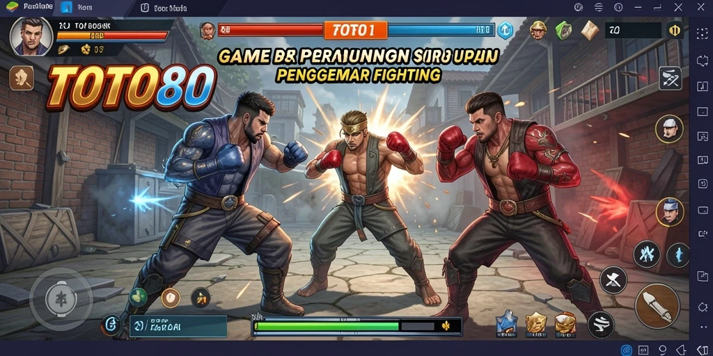 Screenshot utama TOTO80 menampilkan aksi seru pertarungan antara karakter.